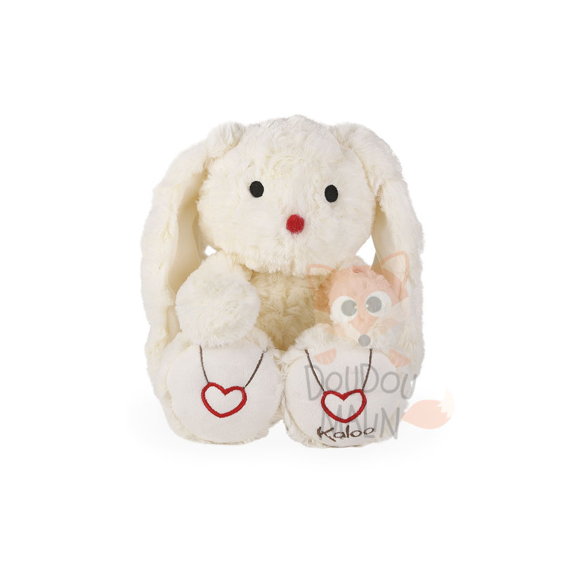 Rouge Kaloo Peluche lapin ivoire blanc 30 cm